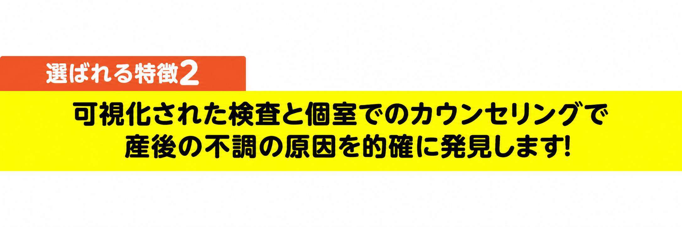 可視化された検査と個室でのカウンセリングで産後の不調の原因を的確に発見します