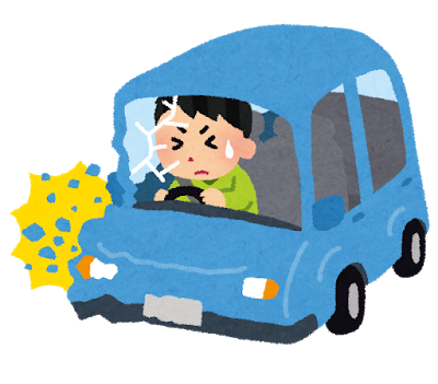 交通事故でむち打ちになった男性のイラスト