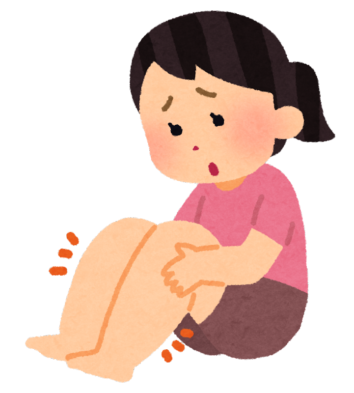 膝の痛みに悩む女性のイラスト