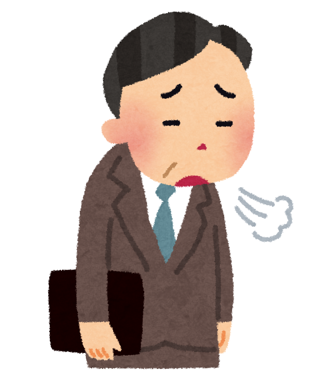 疲れて肩を落とすビジネスマンのイラスト