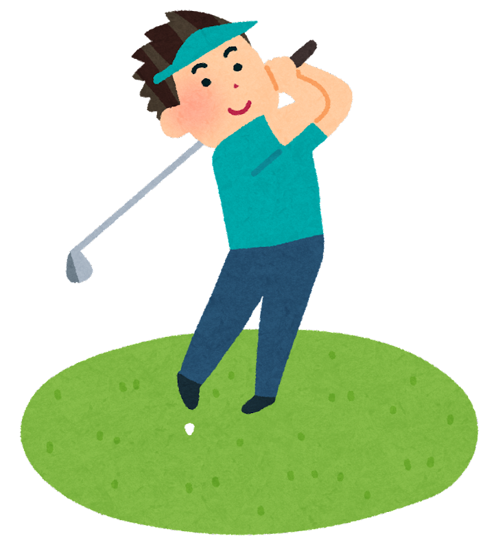 ゴルフのスイングをする男性のイラスト